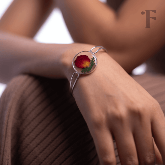 Fern-Kissed Rose Cuff | Pressed Flower Bracelet | Florgem